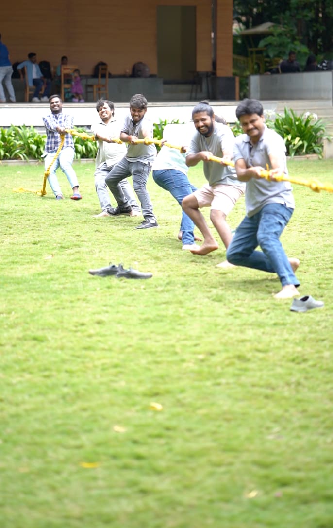 Lawn games in progress during a team outing on the main lawn