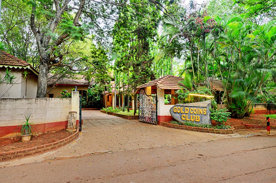 The resort entrance gate on arrival day